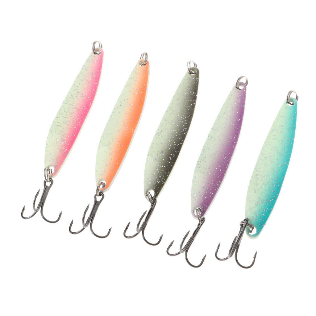 5 Pieces Double Color Noctilucent Iron Fishing Lure with Three Bold Hooks
