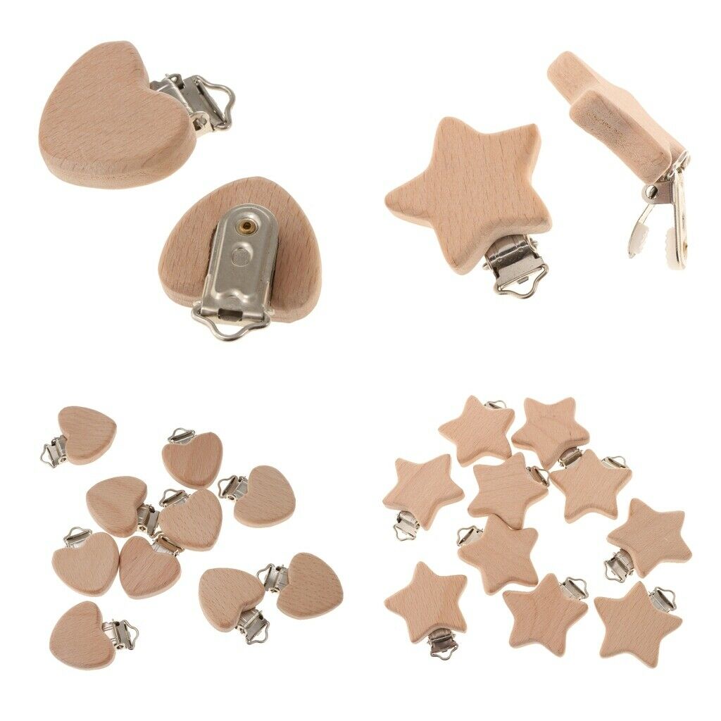 20pc Beech Wooden Baby Pacifier Dummy Clips Dummy Clip Nursing Accessory
