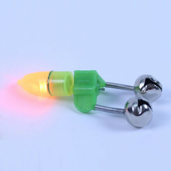 4PCS LED Fishing Rod Bite Alarm Red Light Twin Bells Clip Alerter  A#S