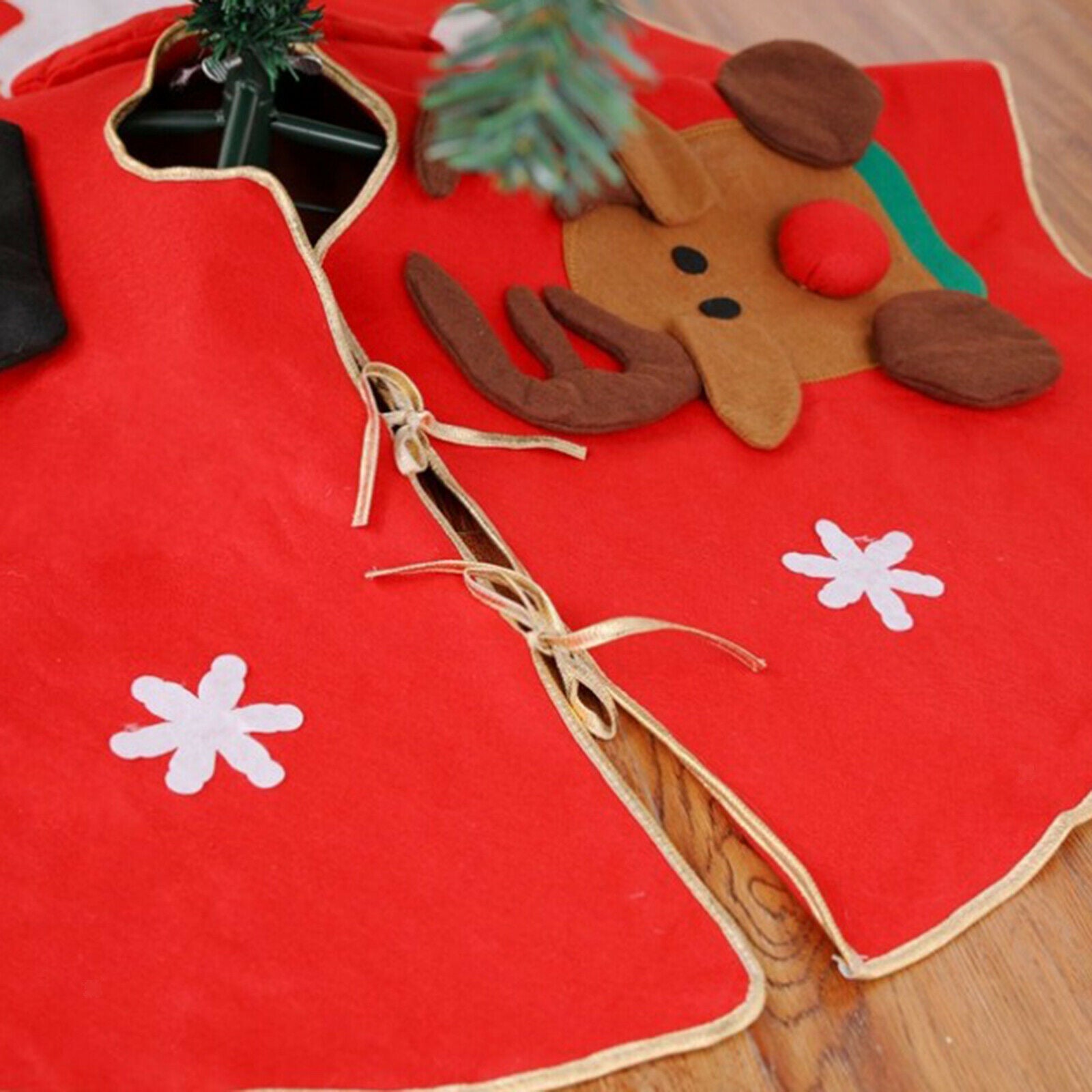 Christmas Tree Skirt Mat Large Red Round Cover Tree Skirt for Party Ornament