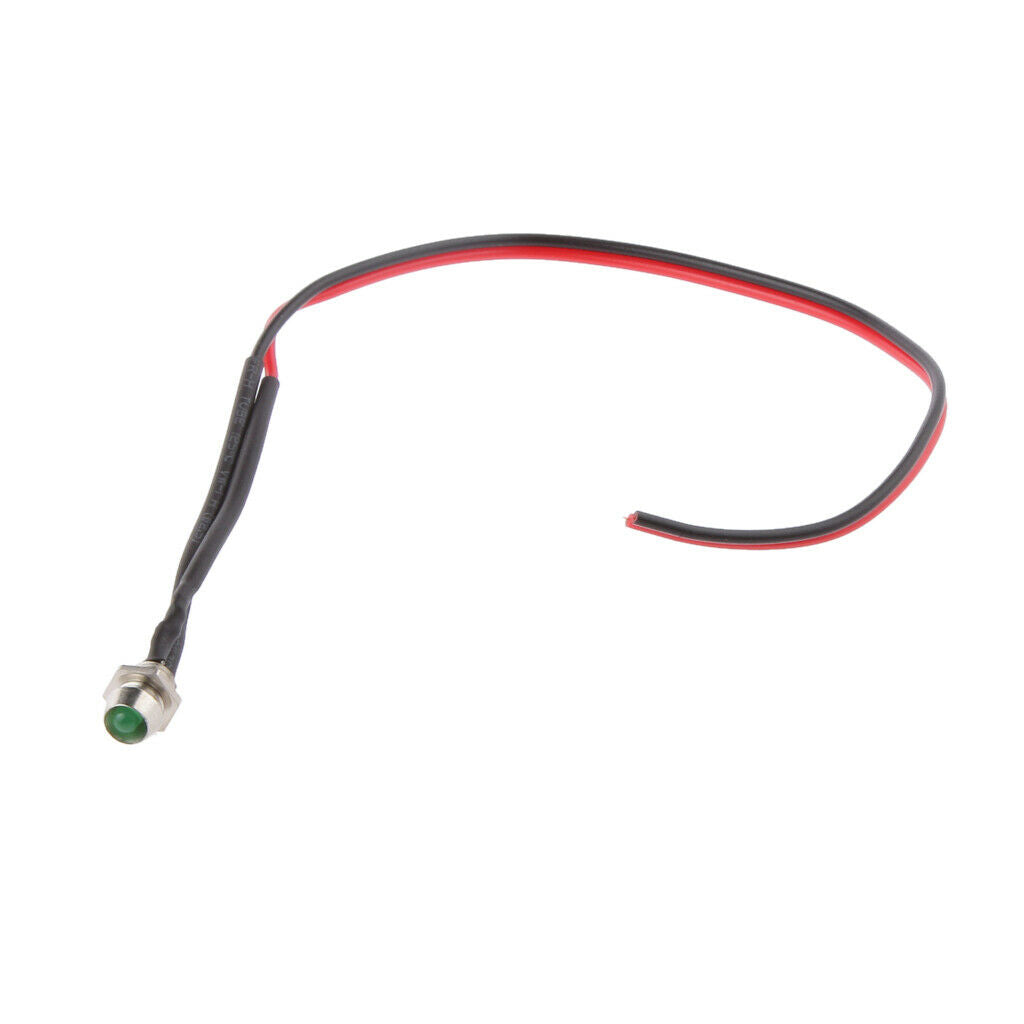Universal Car Boat Truck 12V 6mm LED Metal Indicator Dash Light Lamp Green