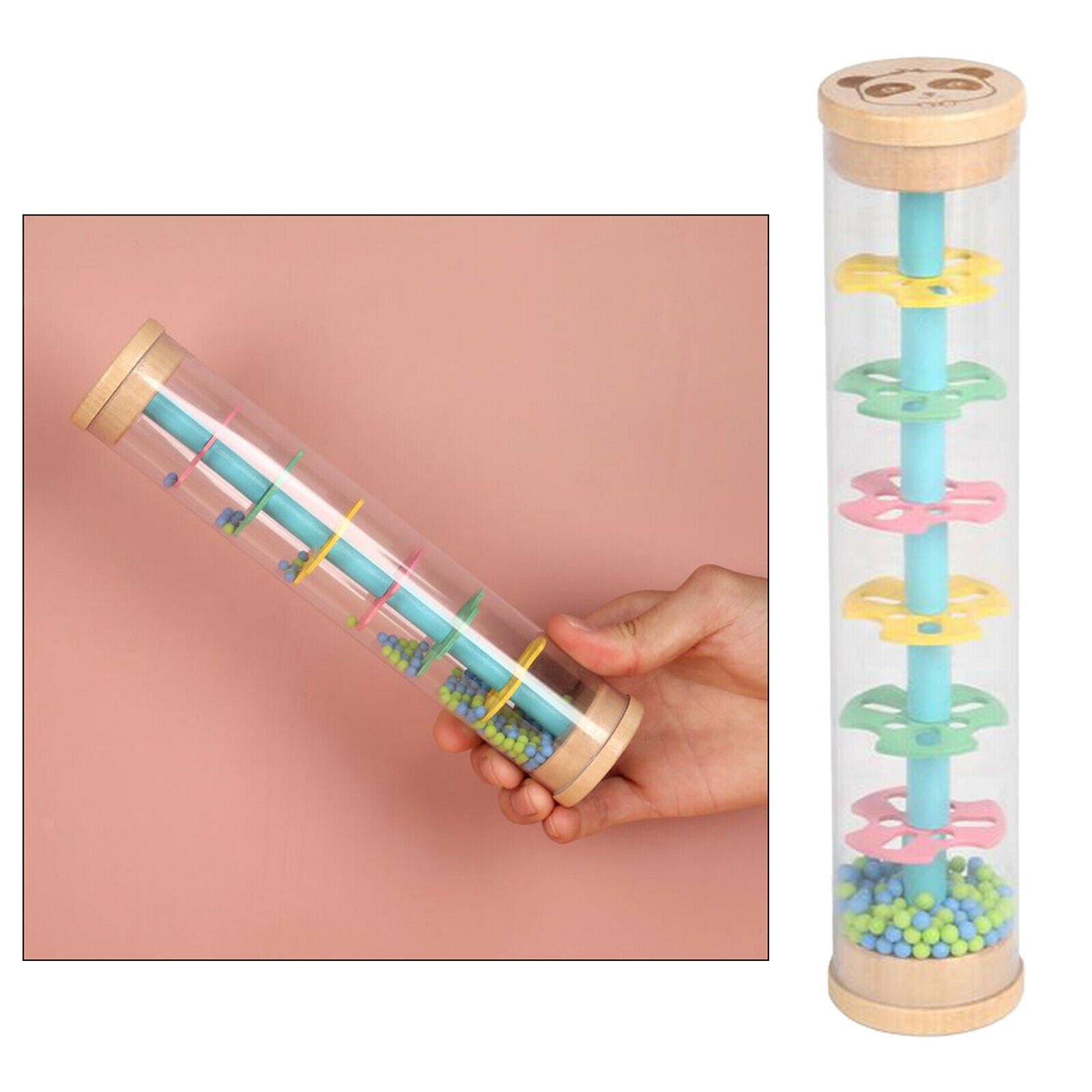Montessori Puzzle Wooden Shake & Rattle Raindrop Sound Rain Maker Sensory Toys