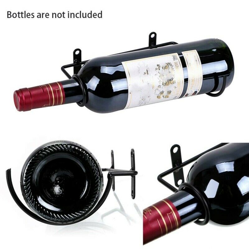 3Pcs Wrought Iron Wine Rack Wall Hanging Wine Holder with Screw Bottle DisplayS1