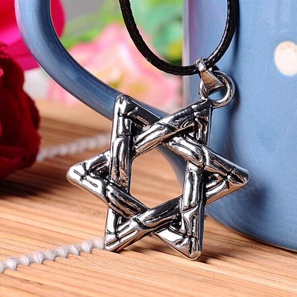 1 Pcs Hexagram Jewish Star Charm Pendant Necklace Chain Choker Necklace .l8