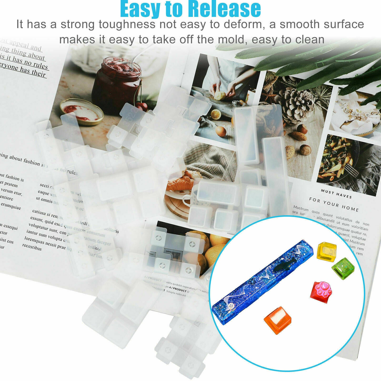 13Pcs Key Cap Silicone Molds Kit Keyboard Decor Moulds DIY Epoxy Craft Handmade