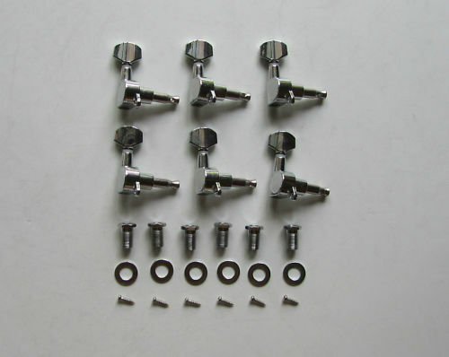 6 Inline Tuning Keys Guitar Tuners Machine Heads Chrome