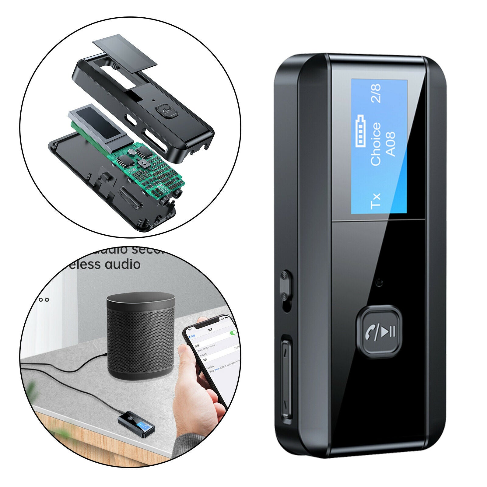 2-in-1 Bluetooth 5.0 Adapter Transmitter & Receiver with Mic for Headphones