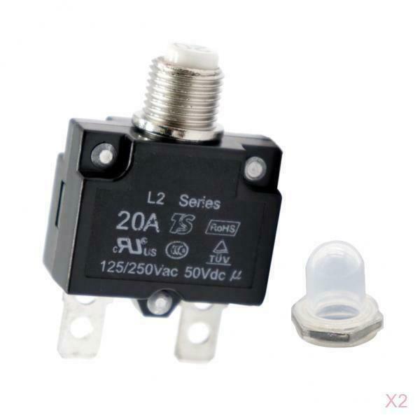 2PCS 20 Amp DC Thermal Circuit Breaker with Quick Connect Terminal & Transparent