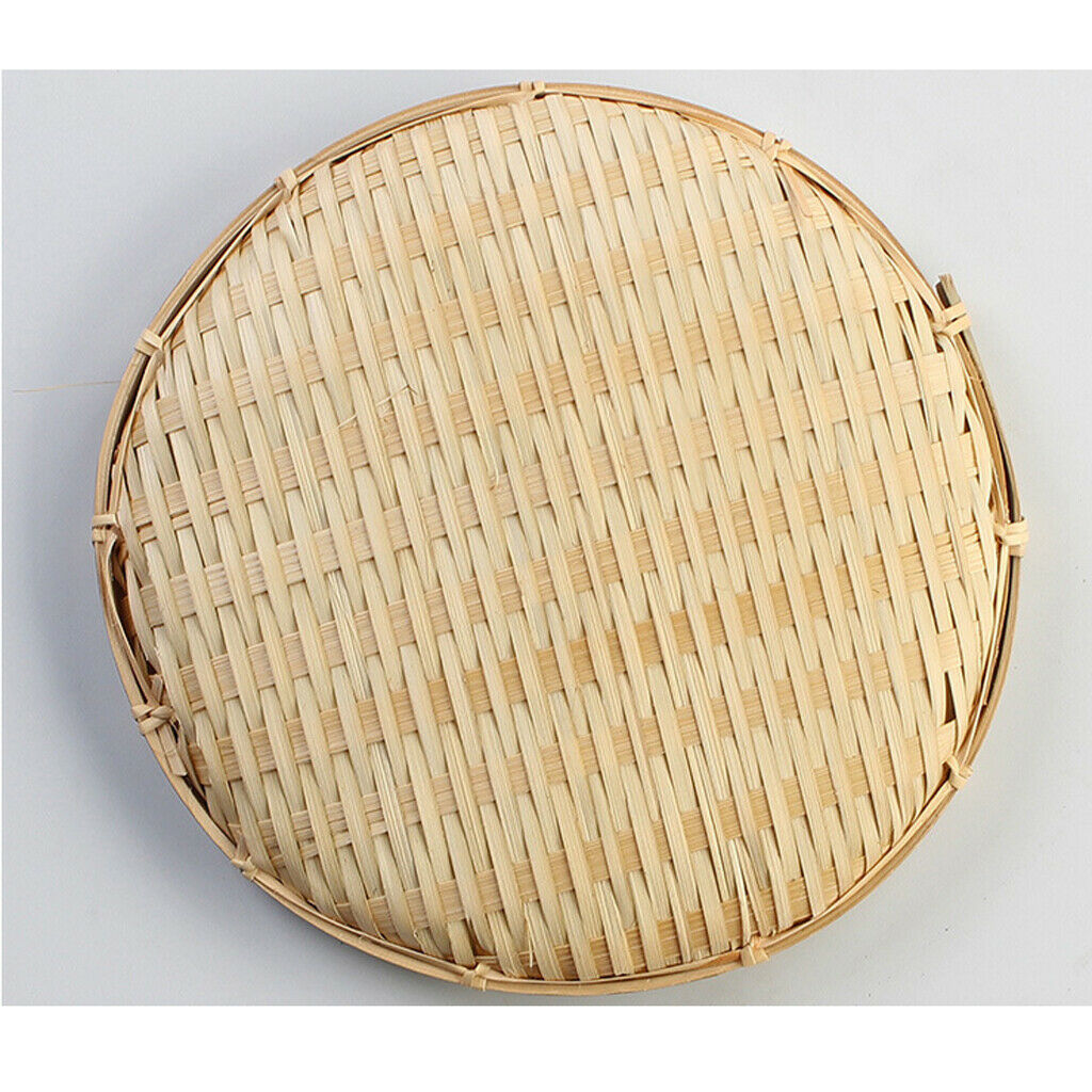 2pcs/set Bamboo Japanese Round Basket Dish Plate for Tea Leaf Dry Food Fruit