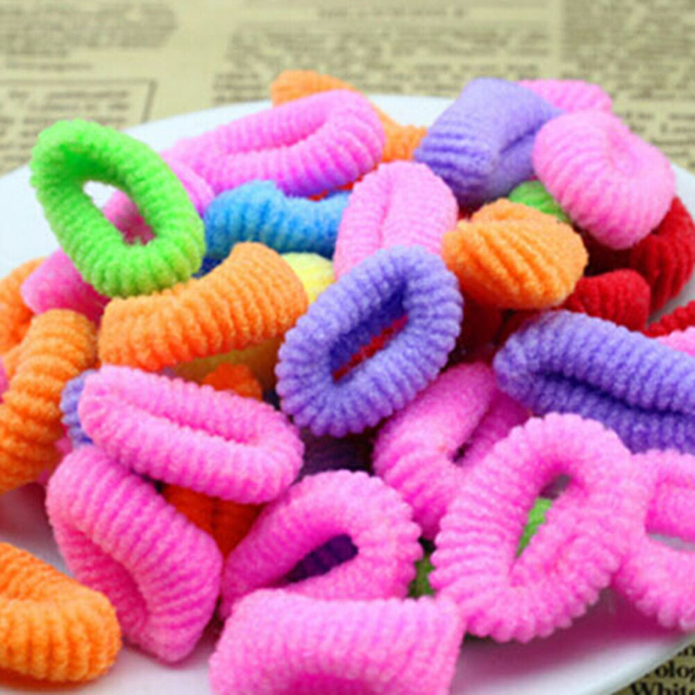 90Pcs/ Pack Elastic Candy Color Baby Girls' Towel Hair Ropes Kids' Hair Band BDA