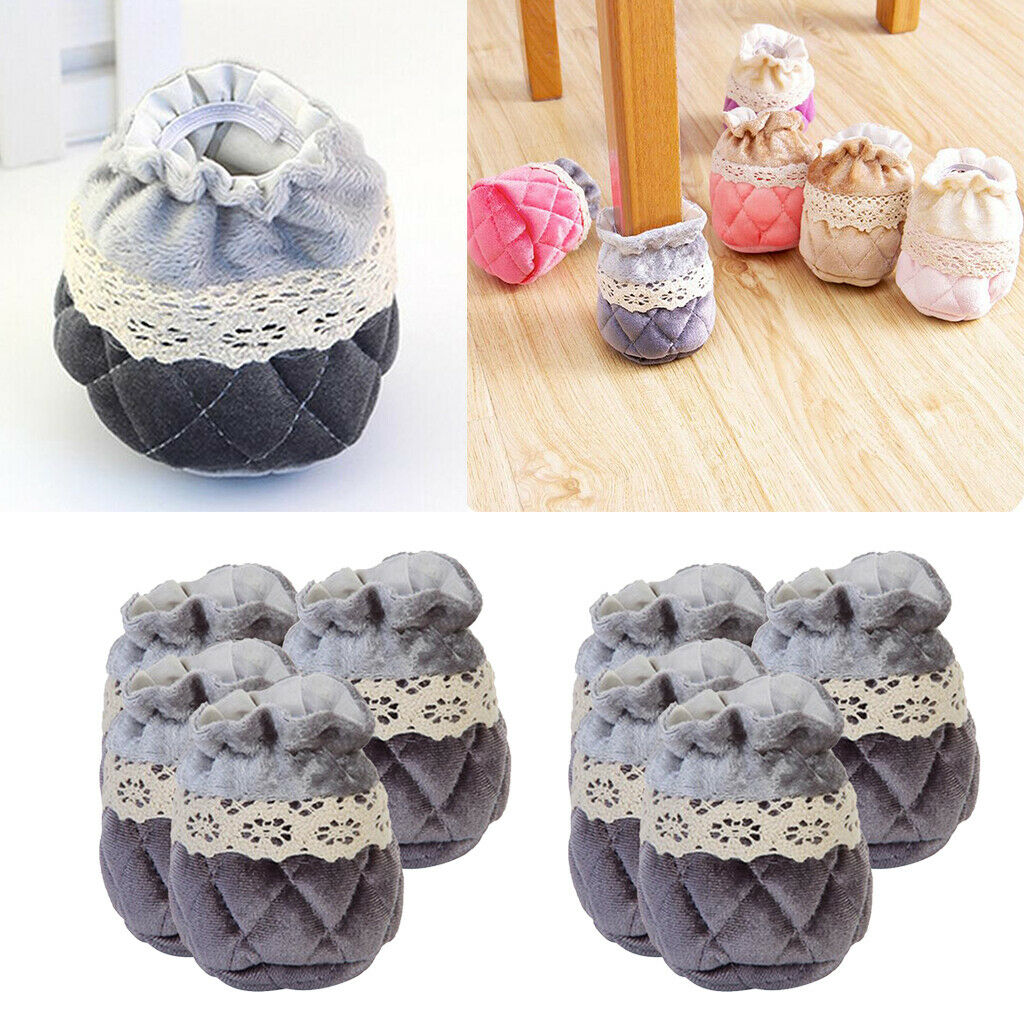 Set of 8 Non-skid Elastic Polyester Chair Leg Socks Floor Protectors Caps