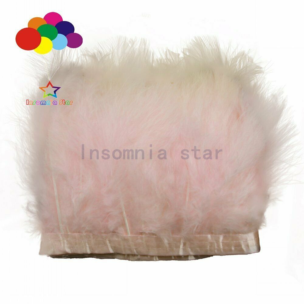 Light pink Turkey Marabou Hackle Fluffy Feather Fringe Trim Craft 6-7 inches
