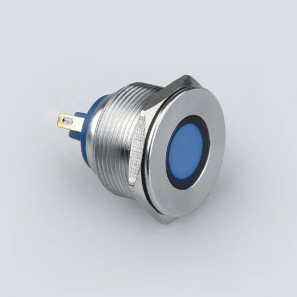25mm 12V Waterproof Metal Signal Indicator Light Pilot Lamp IP67 Flat Head