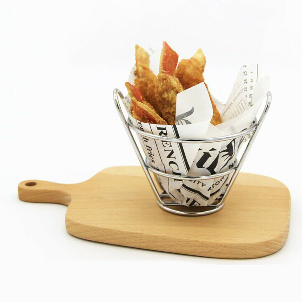 Chip Baskets Snack Holder Cone Stand Fries Serving Basket Stainless Kitchen