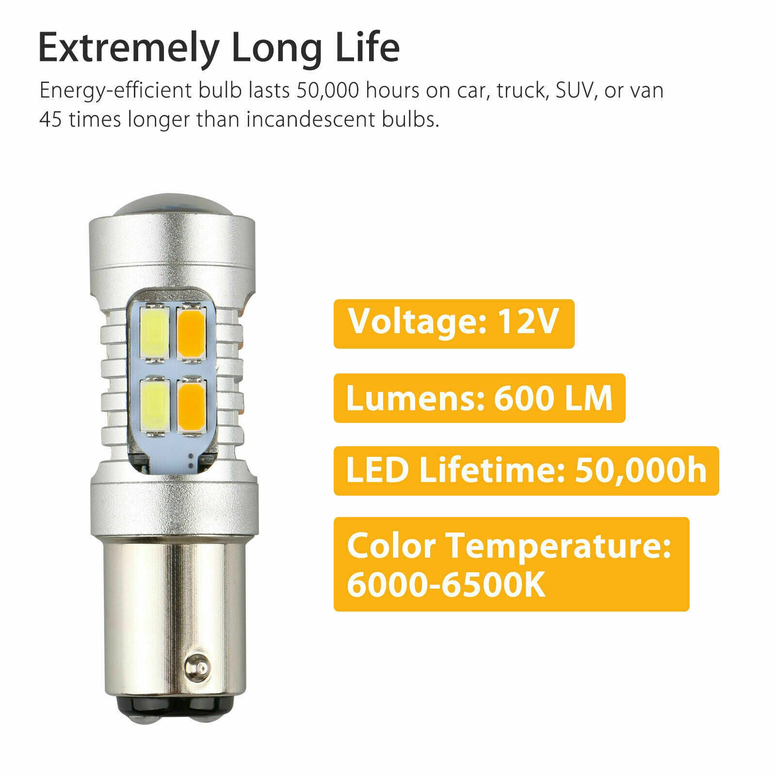 2x 1157 Dual Color Switchback 5630 6000K White/Amber LED Signal Turn Light Bulbs