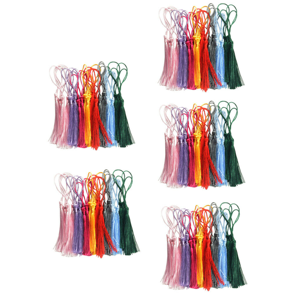150X Bookmark Tassels Assortment with Cord Loops DIY Soft Tassels Pendant