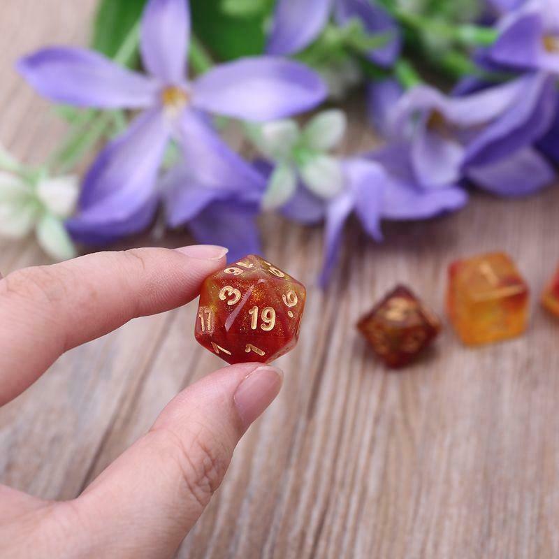 7pcs D20 Polyhedral Dice Glitter Double Colors 20 Sided Dices Table Board Game