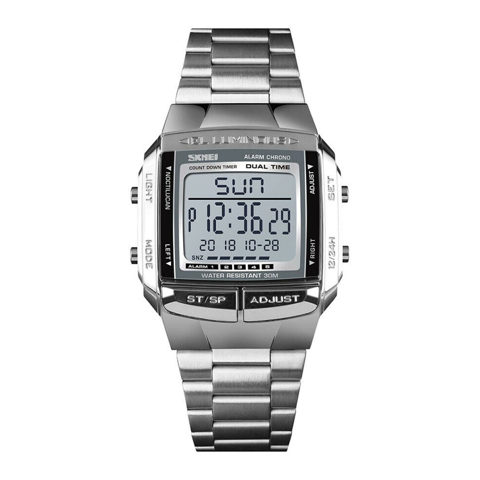 Waterproof SKMEI Men's Stainless Steel LED Digital Sport Quartz Wrist Watch Gift