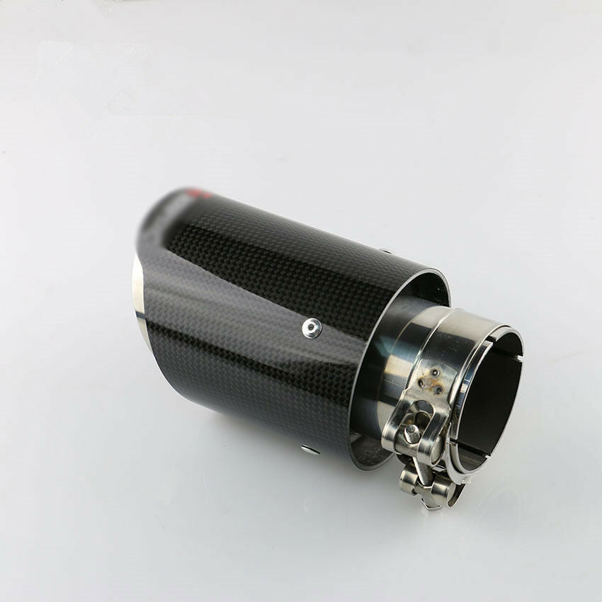 1x Real Carbon Fiber Glossy Car Exhaust Pipe 63mm-89mm Universal Muffler End Tip