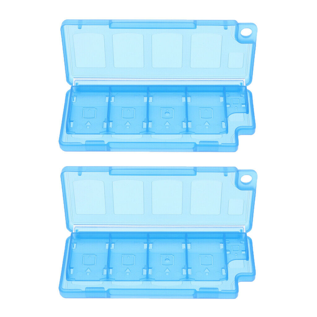 2 Pieces Plastic Game Card Organizer 10 in 1 Storage Box Case Blue Dustproof