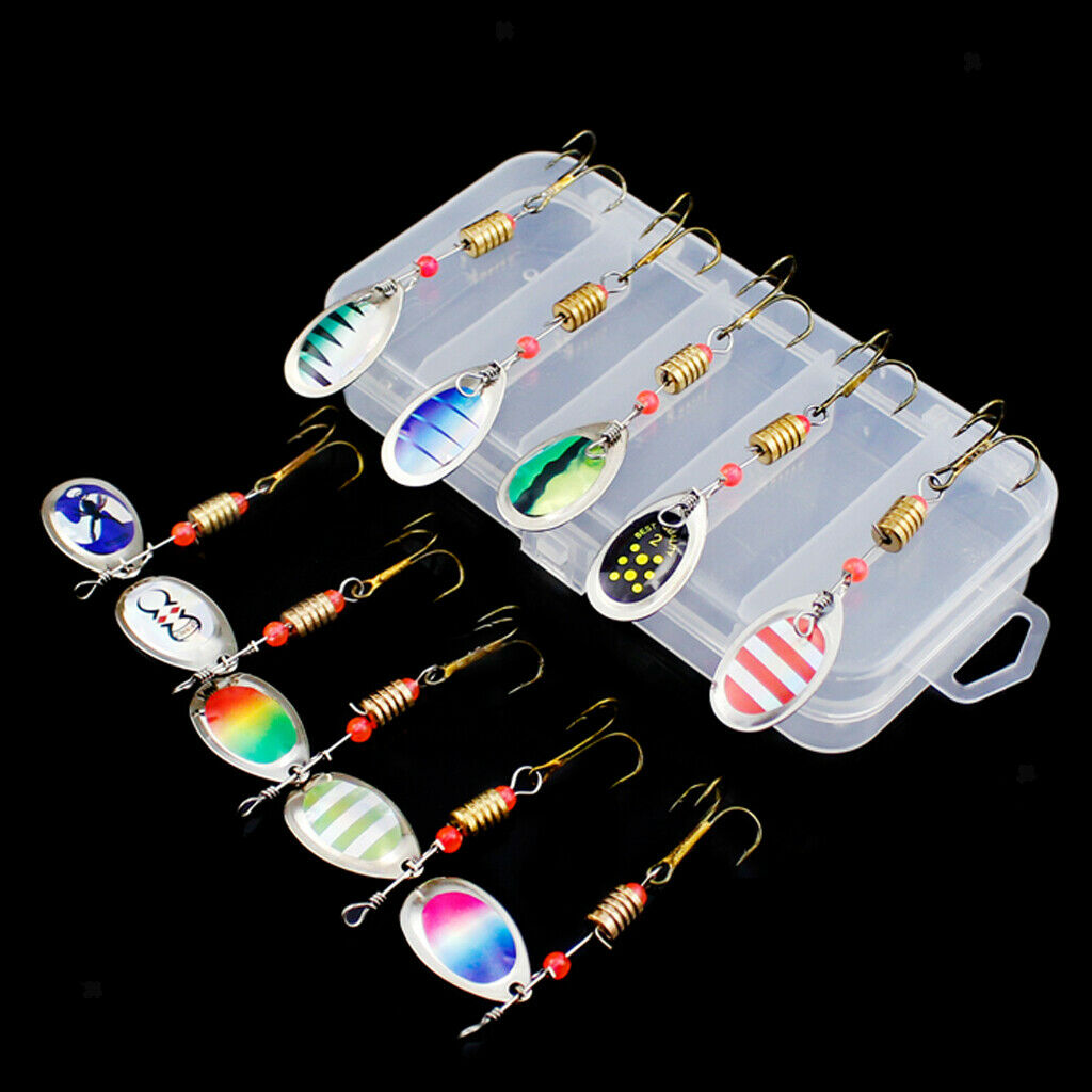 10x Metal Multicolor Sequins Baits Spinnerbait &Organizer Box Saltwater