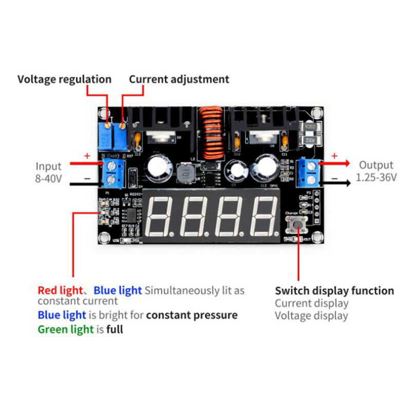 VHM-101 Digital Display DC 8A 180W CC CV Step-Down Power Supply Battery ChargiY6