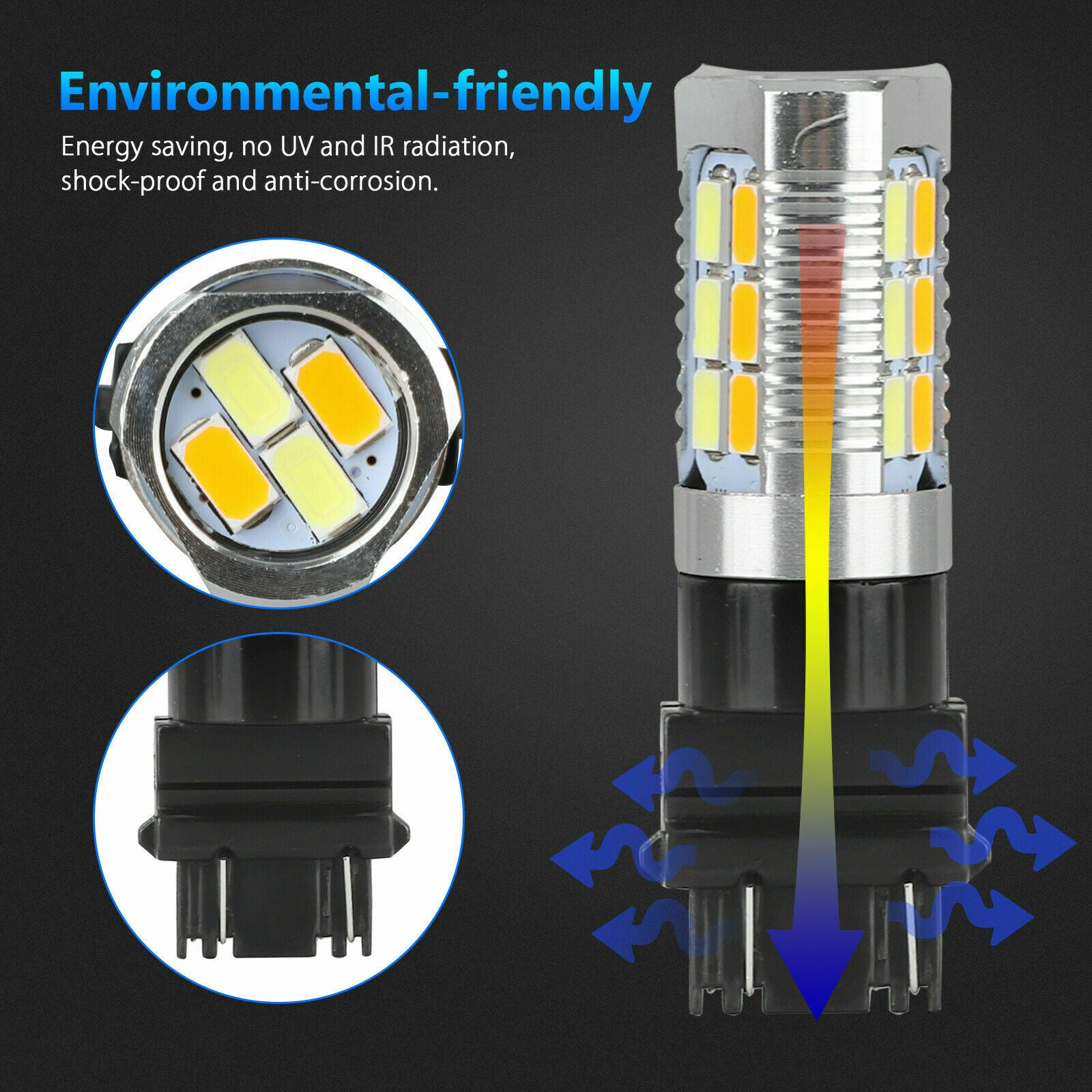 2X 3157 3757 Switchback 22LED High Power Turn Signal Lamp Light Bulb Amber/White