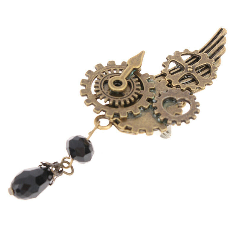 Steampunk Gears Wing Brooch Retro Punk Gothic Chest Pin For Woman ManA TH