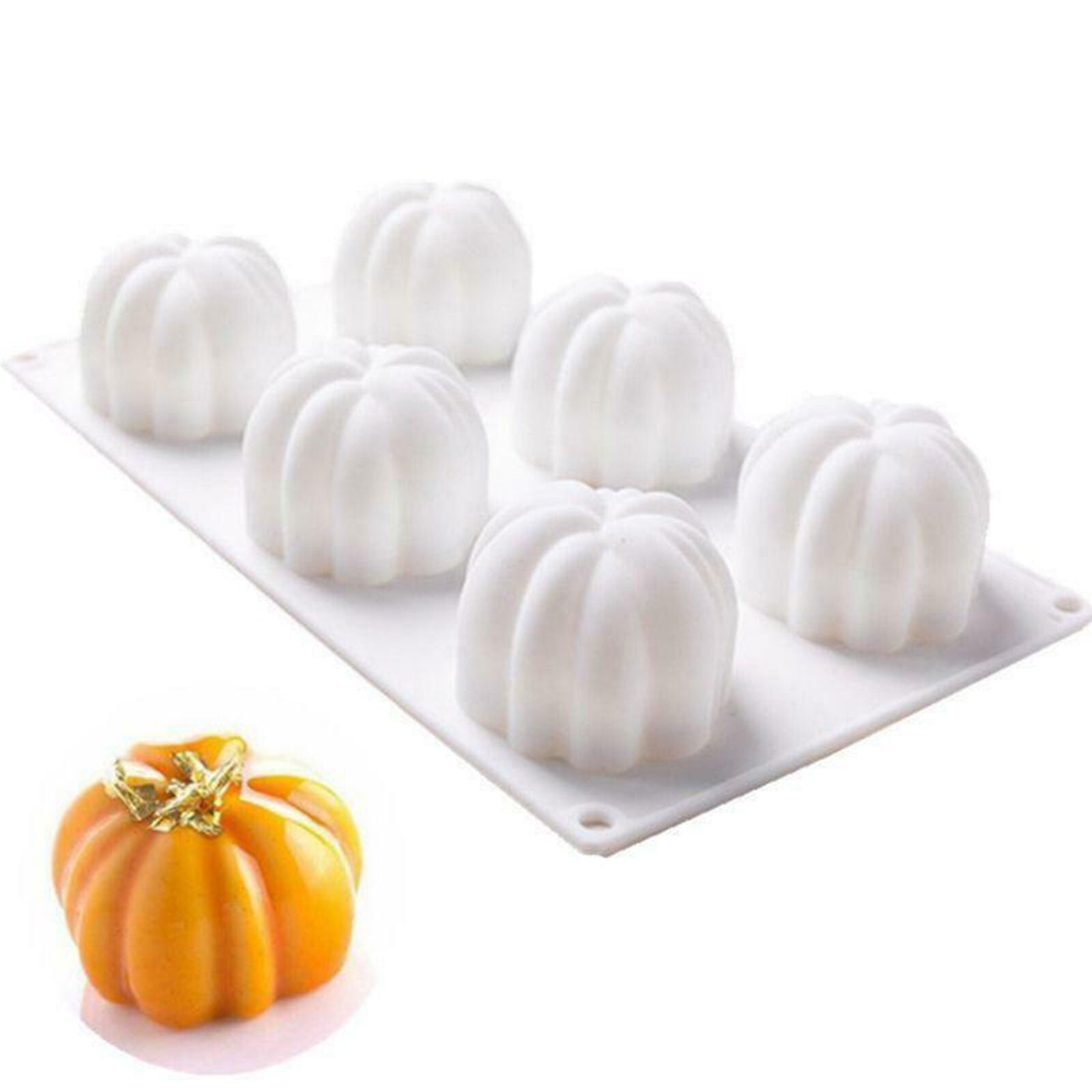 6 Cavity Halloween Pumpkin Silicone Mold Fondant Cake Chocolate Decorating Mould