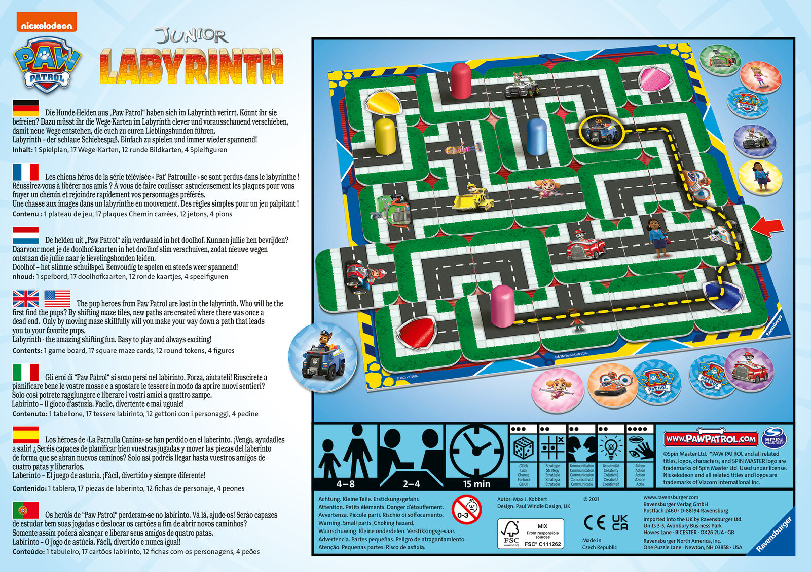 20799 Ravensburger Paw Patrol Labyrinth Junior Game Family Children Kids Age 4+