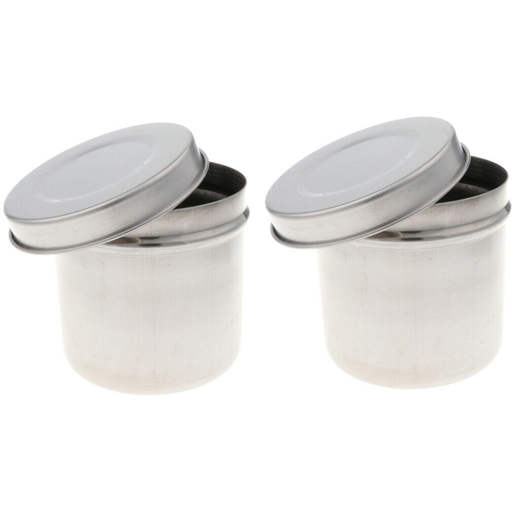 2X 304 Stainless Steel Tattoo Disinfection Canister Alcohol Cotton Ball Jars
