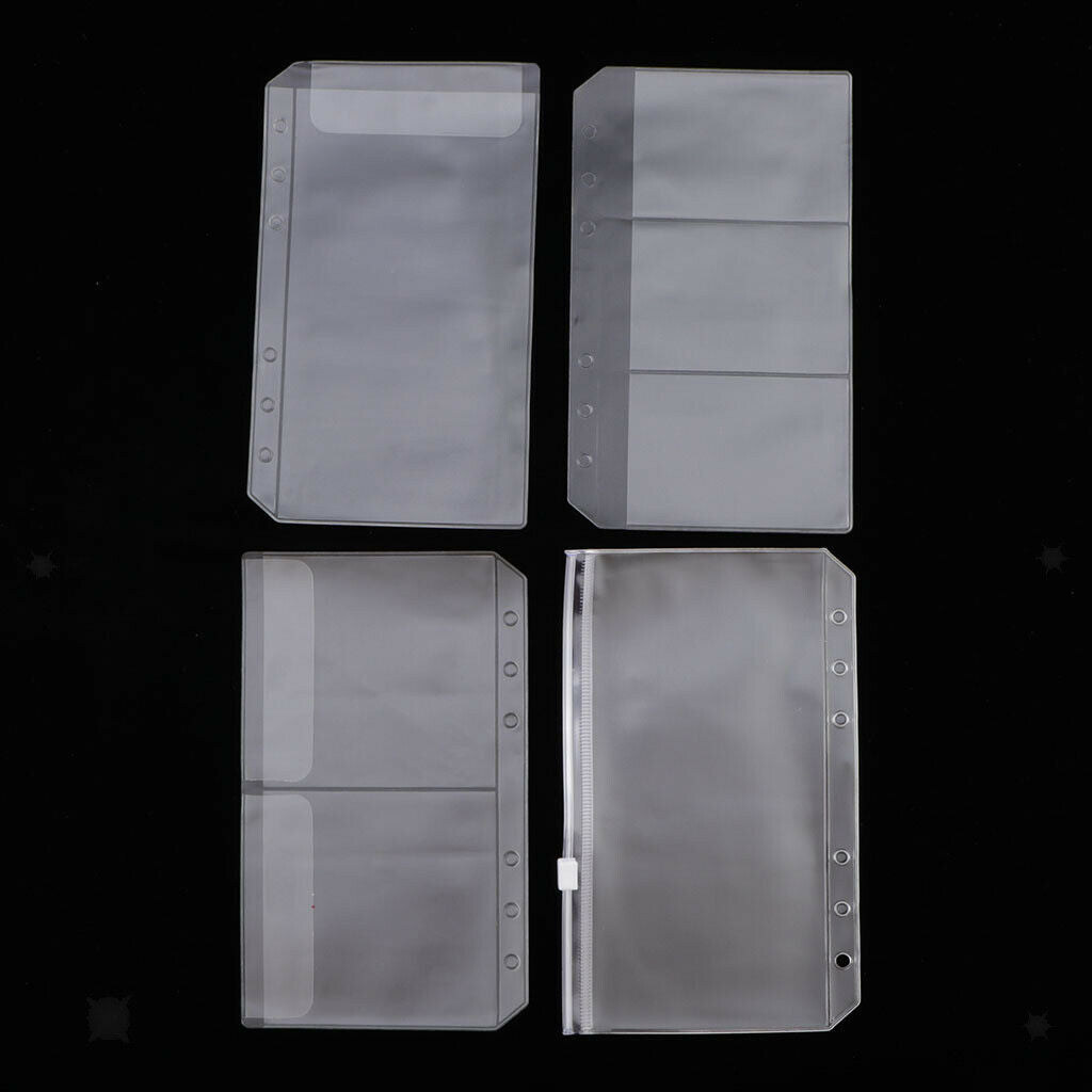 12pcs A6 Binder Pocket Zipper Folders Card Storage Bag Loose Leaf Pouch