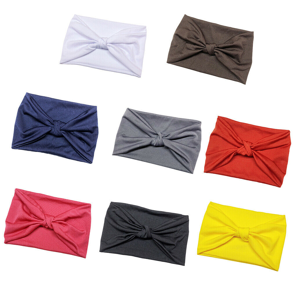 8pcs Women Sports Yoga Wide Head Wrap Headband Elastic Hair Band