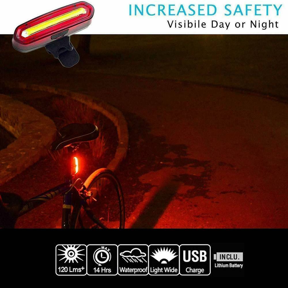 LED USB Rechargeable Bike Tail Light Bicycle Safety Rear Light 120 Lumen 4 Modes
