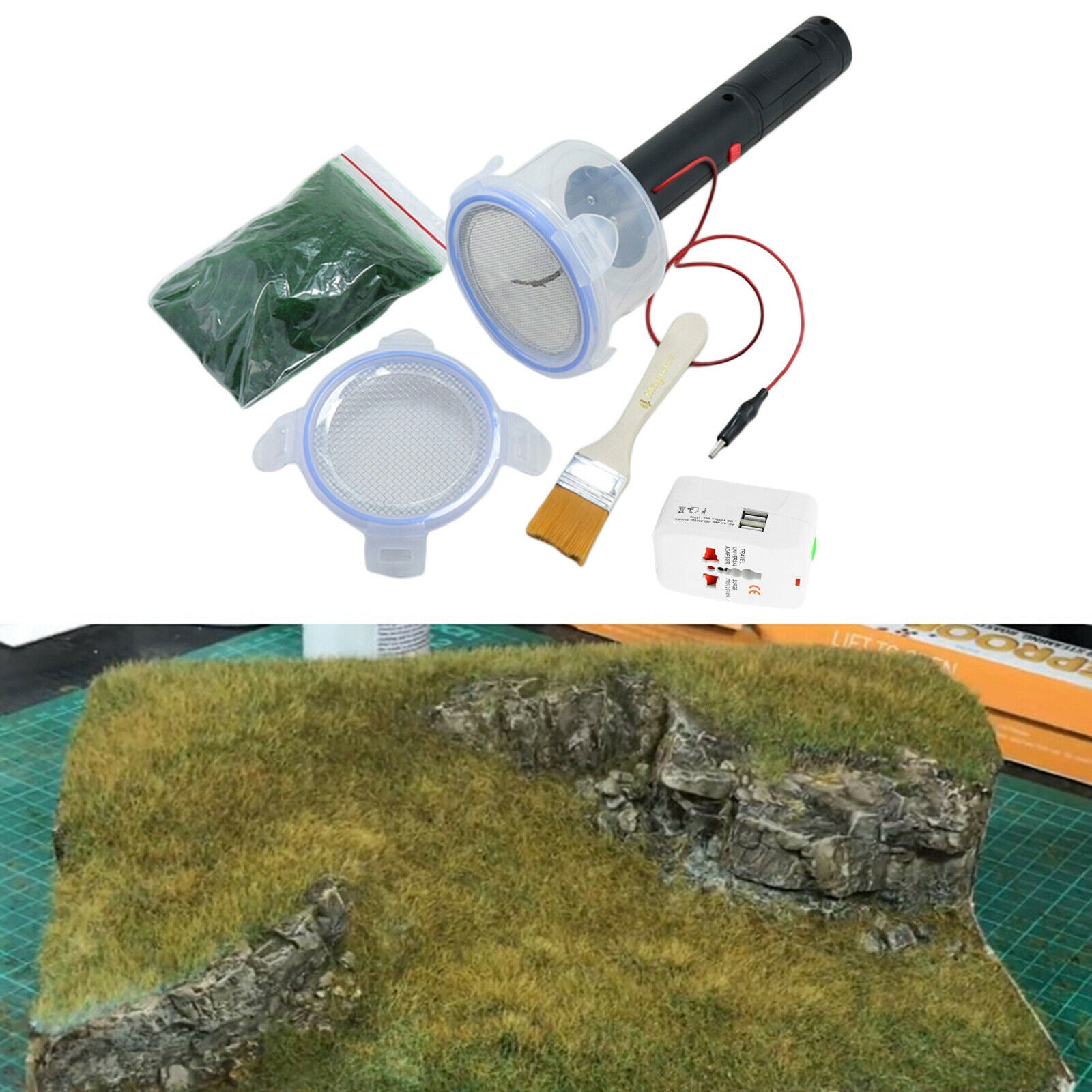Grass Static Grass Applicator Kit Gauge Scale Flocking Machine DIY Craft