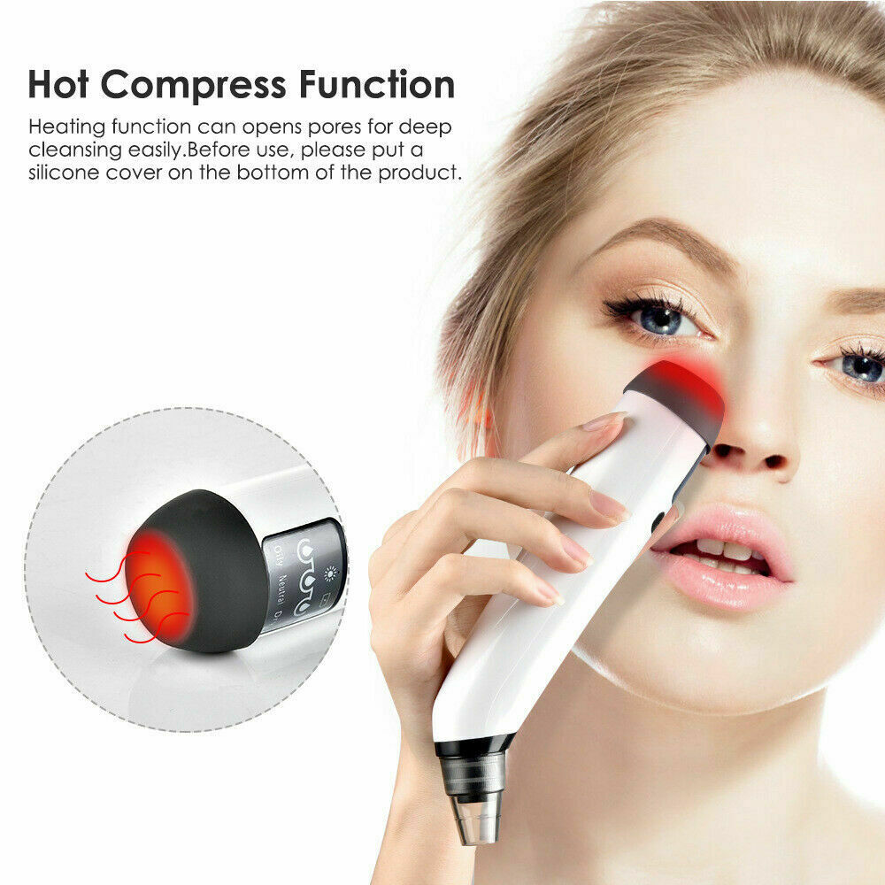 Electric Heating Blackhead Vacuum Pore Cleaner Acne Pimple Remover Suction Tool