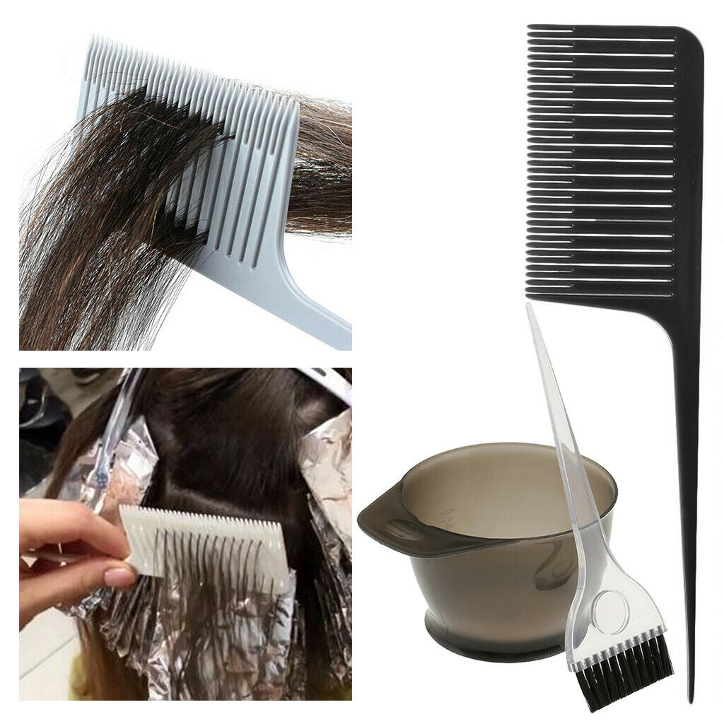 3PCS Hair Color Tint Bowl Brush Weave Highlighting Foiling Comb Barber Kit