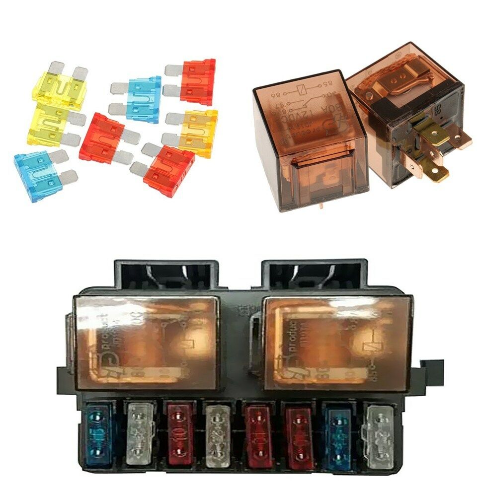 2Way Circuit Car Boat Auto Relay Blade Fuse Box Holder Kits Anti-vibration Cover