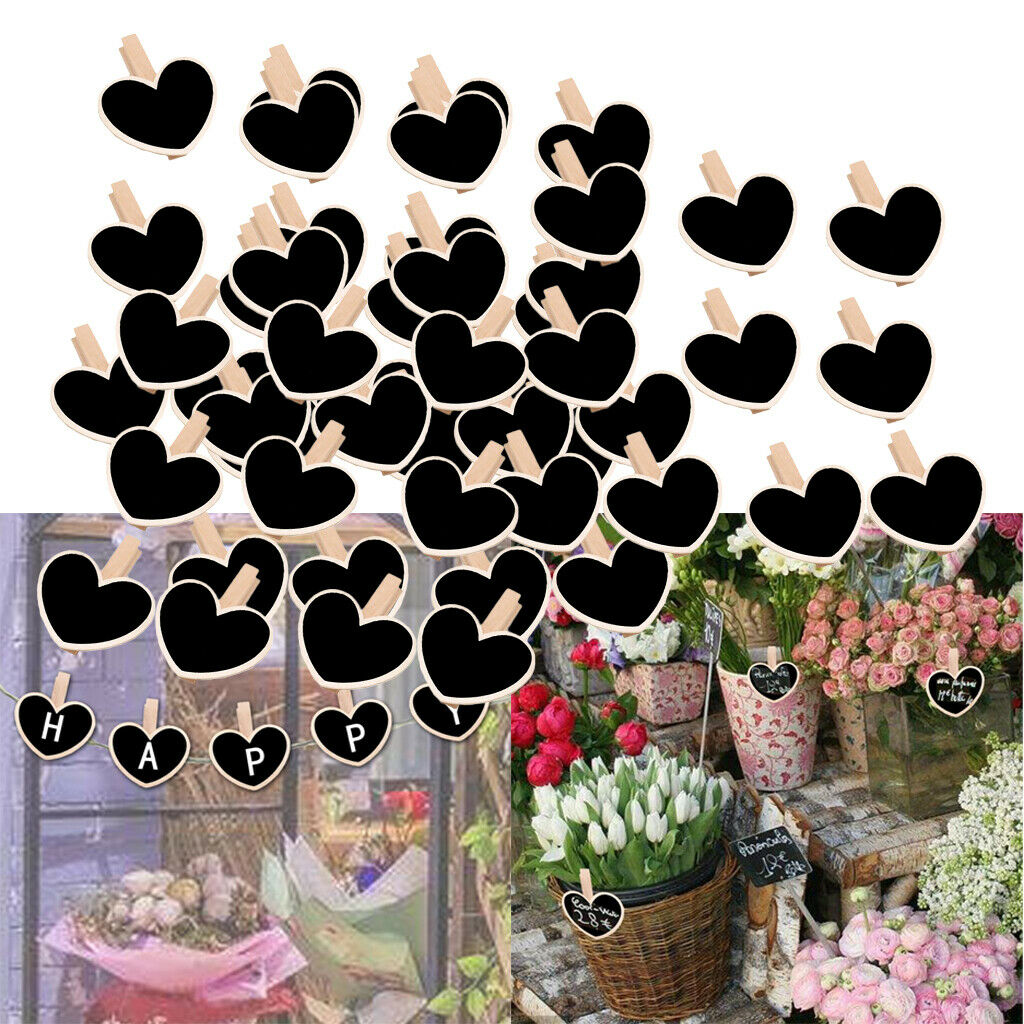 Chalkboard Clip Erasable Chalkboard Label Love Heart Style Blackboard with Clips