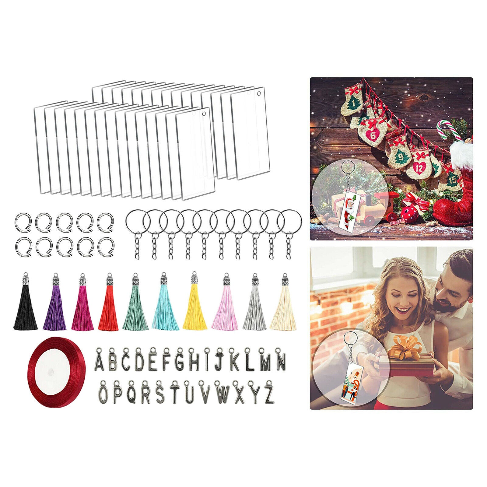 Acrylic Tassels Blanks w/ Alphabet for Vinyl DIY Straps Craft Bracelet