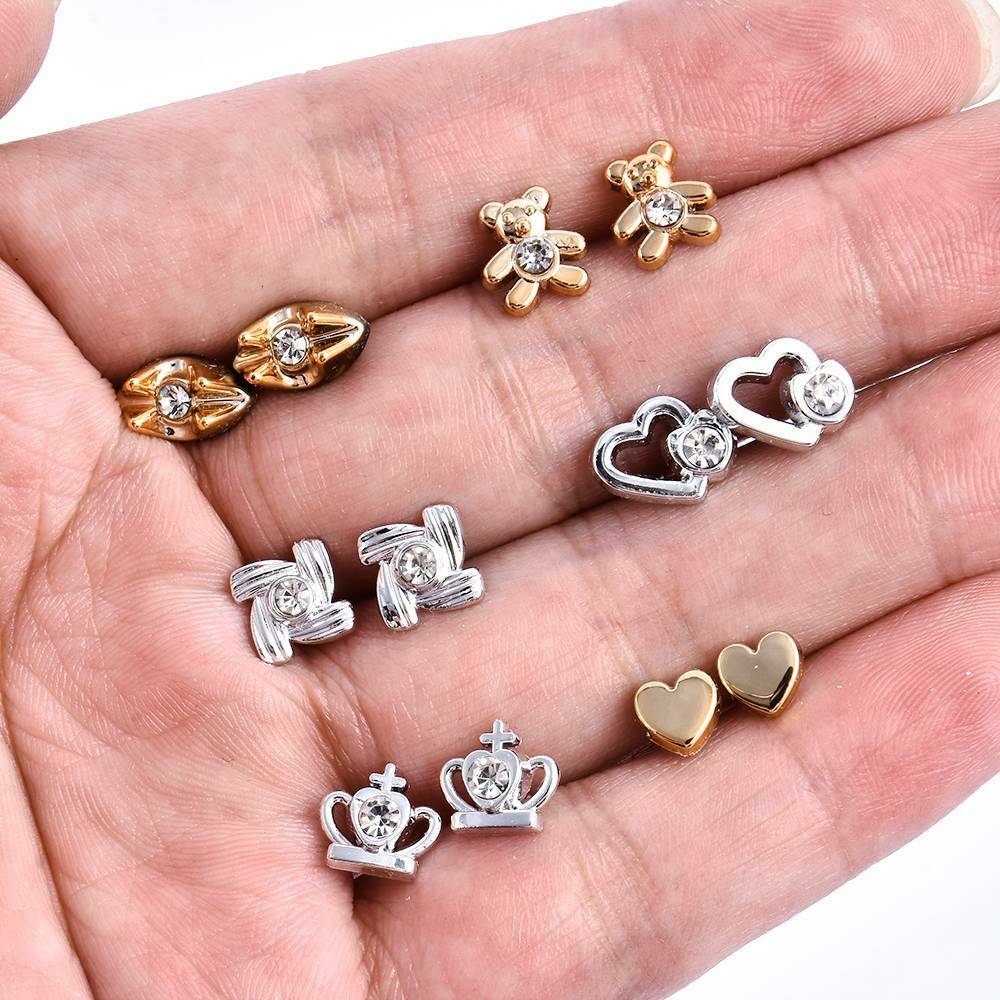 36Pairs Rhinestone Crystal Heart Star Earrings Set Ear Stud Women Jewelry Gift