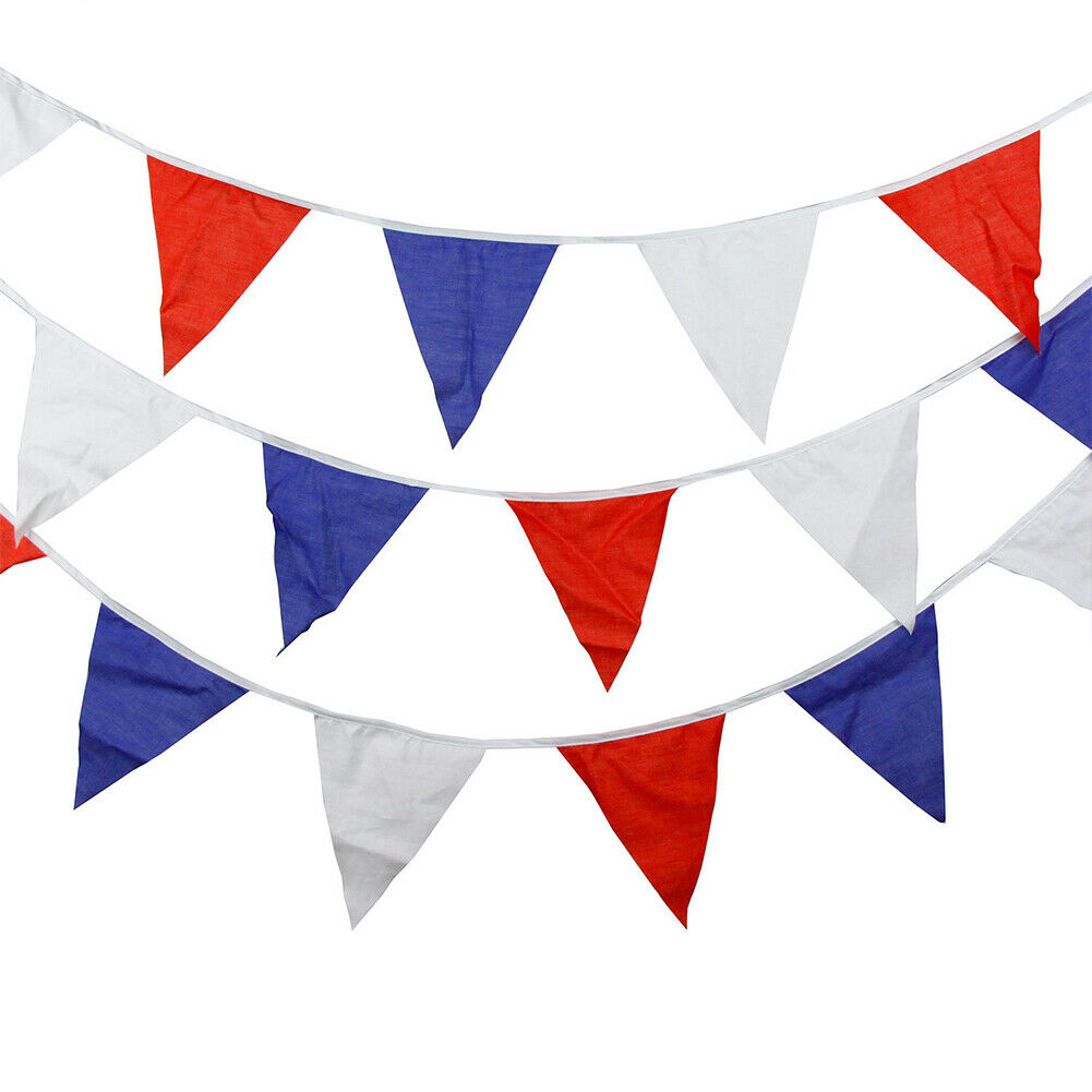 25pcs 7m Independence Day String Hanging Flag Outdoor Triangle Banner Flags @