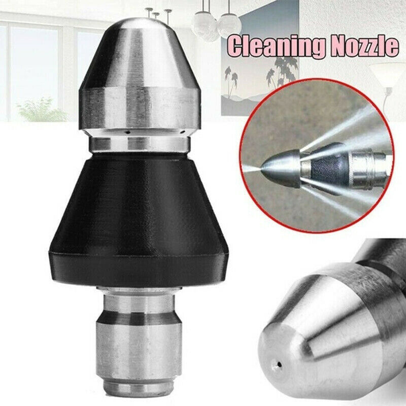 1 Front 6 Rear 1/4 Quick High Pressure Sewer Drain Pipe Dredging Cleaning Nozzle