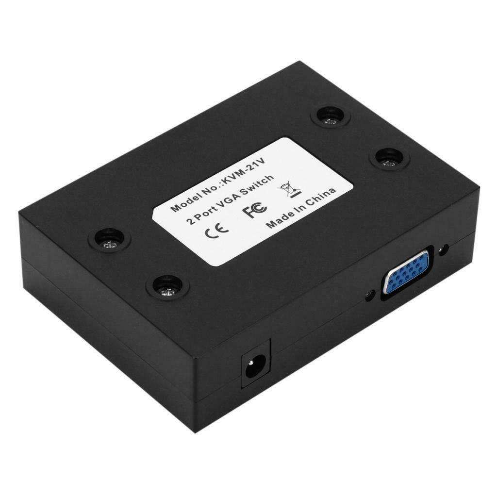 1 Monitor to 2 PC 2-port SVGA VGA Manual Sharing Switch Switcher Box Selector