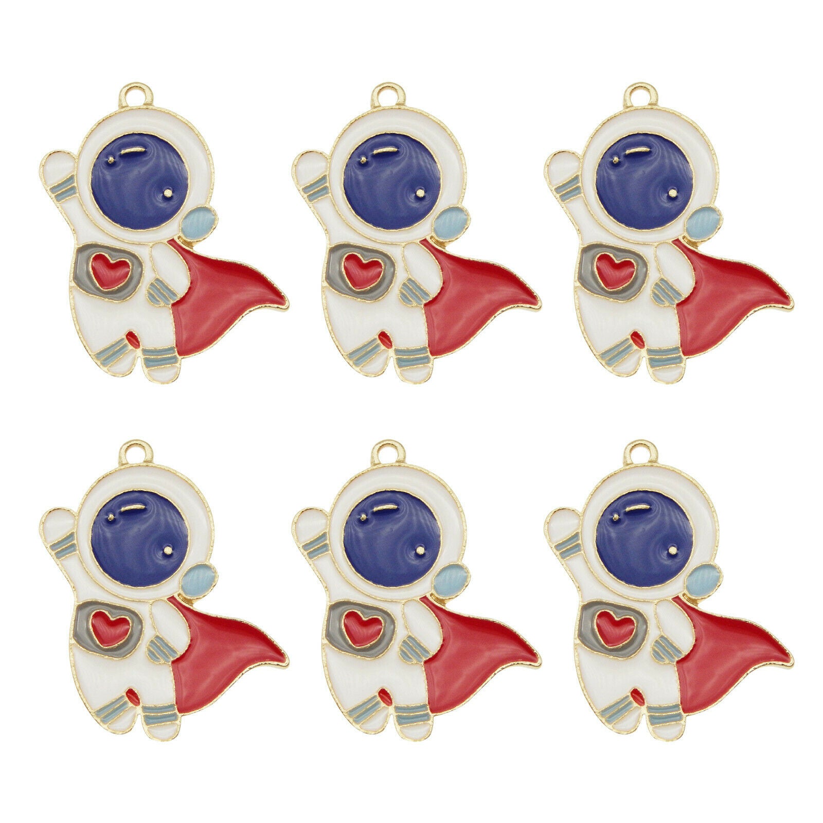 Wholesale Enamel 32x25mm Red Cloak Astronaut Pendant Charms Earring Bracelet 8pc