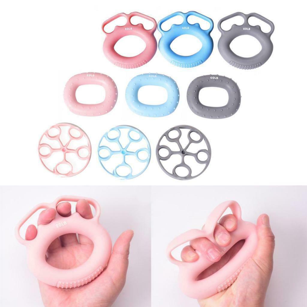 3Pcs Silicone Hand Finger Grip Rings Muscle Power Training Round