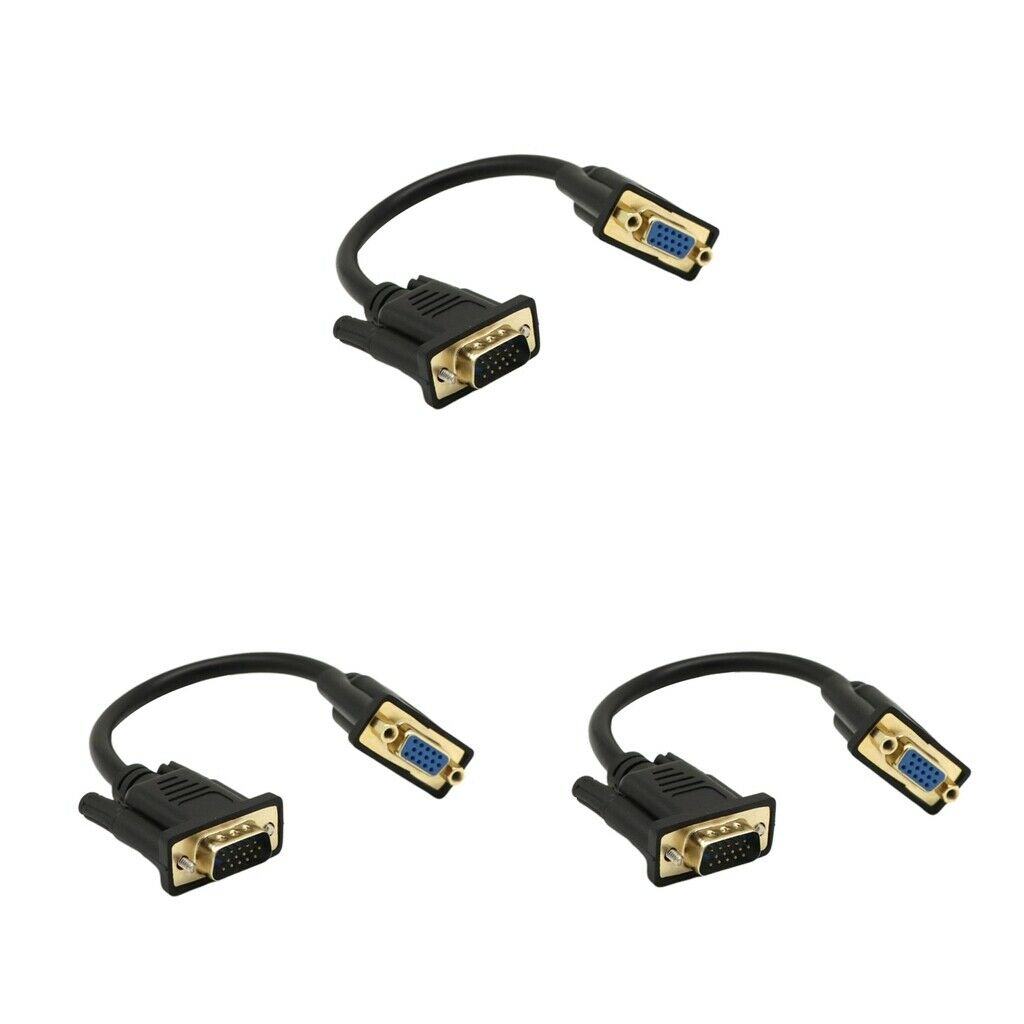 Lots 3 Premium VGA Male to Female Cable Monitor to PC/Laptop Lead 15 Pin