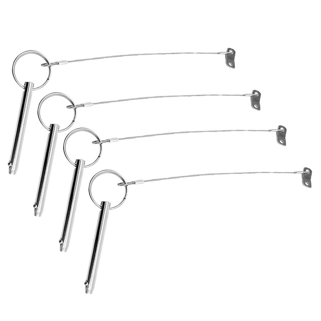 4x Quick Release Pin with 240mm Lanyard for Boat Deck Hinge/Jaw Slide Clamp