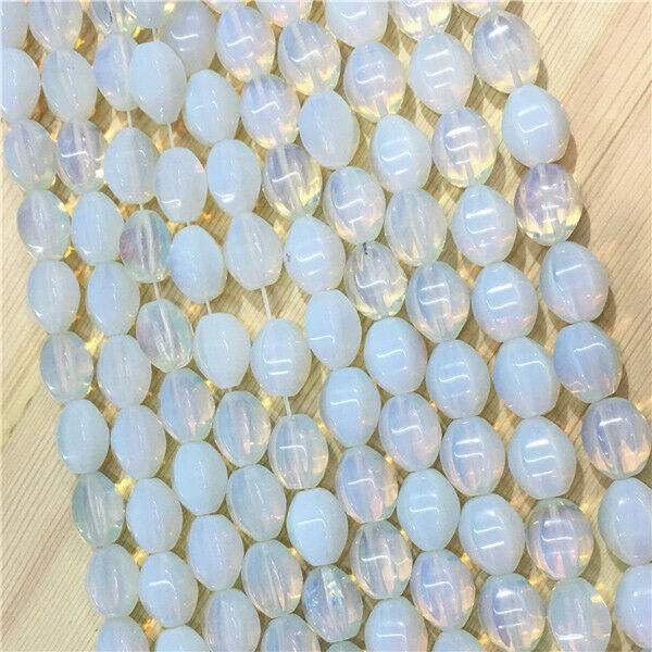 1 Strand/28Pcs 14x10mm White Opal Faceted Hexagon Olive Loose Beads 15.5" HH661