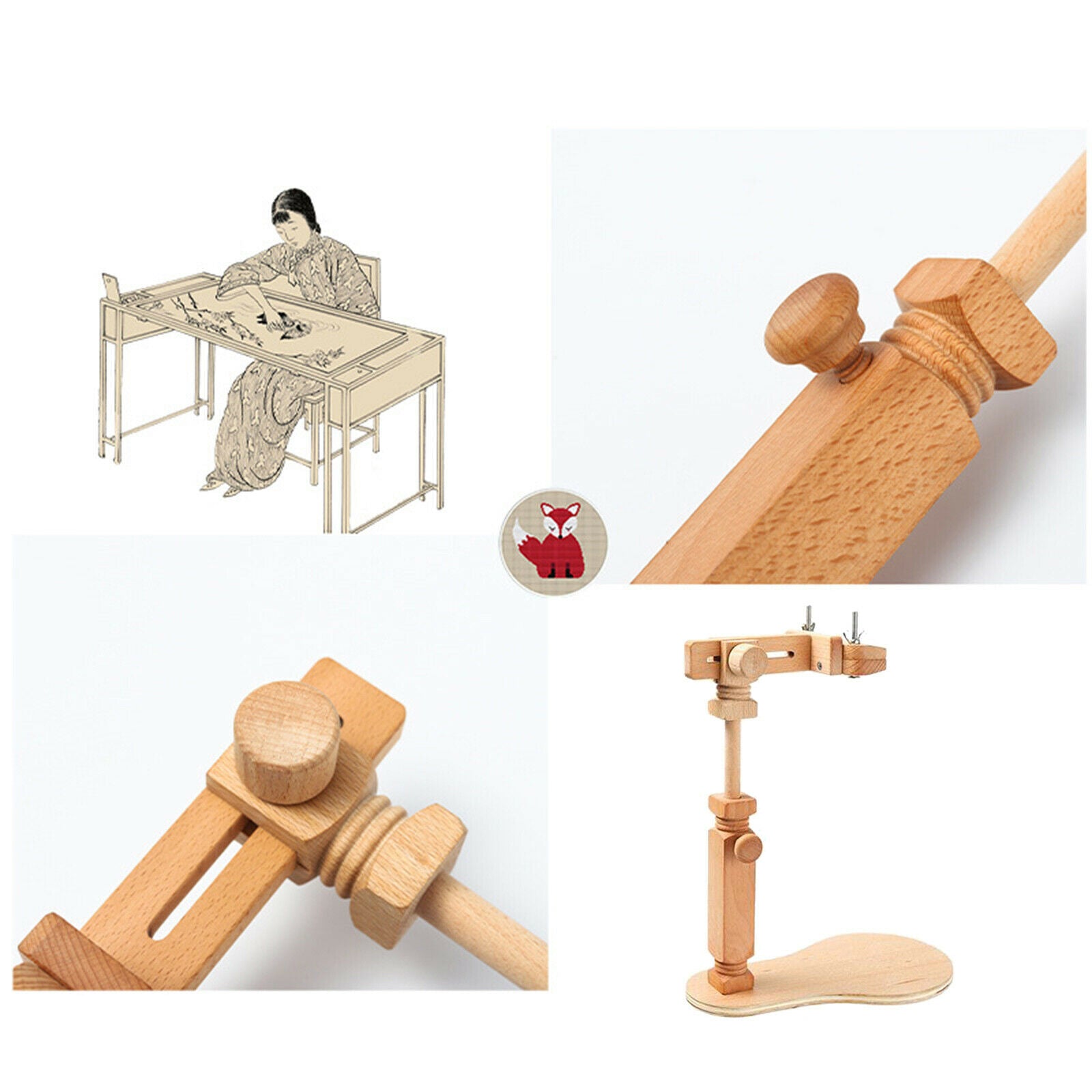 Wooden Hoop Frame Stitching with Adjustable Cross Stitch Holder